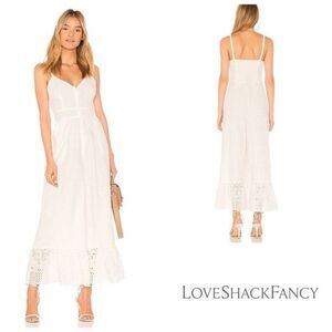 LoveShackFancy Edeline Jumpsuit Eyelet Flared Legs Women’s Size 4